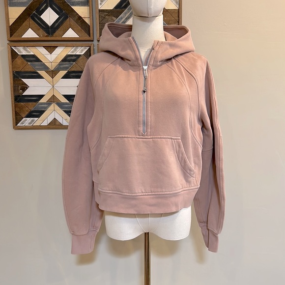 lululemon athletica Tops - Lululemon Scuba Oversized Half-Zip Hoodie Crop Sweatshirt Pink Clay XS S